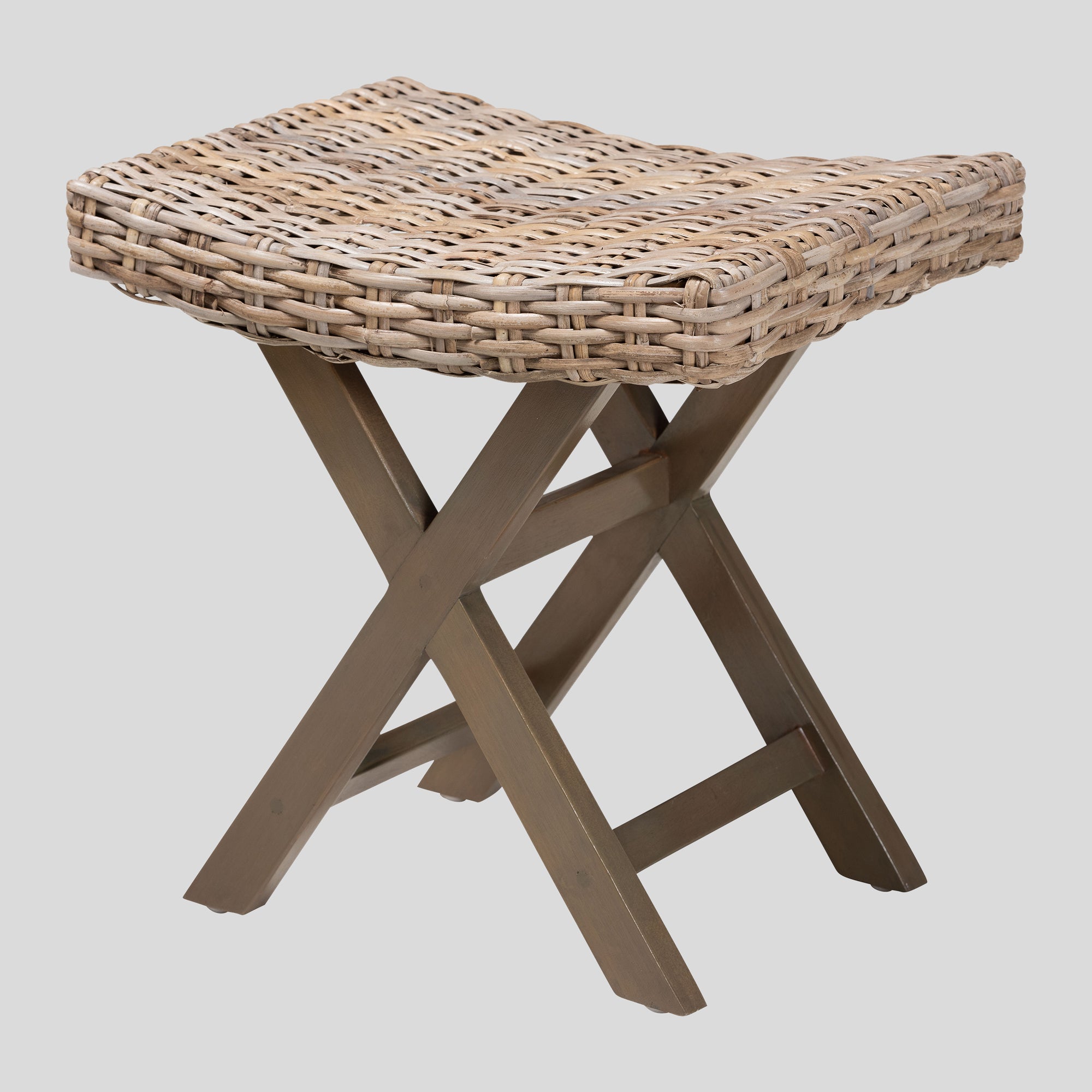 Rattan and Wood Ottoman Footstool – bali & pari