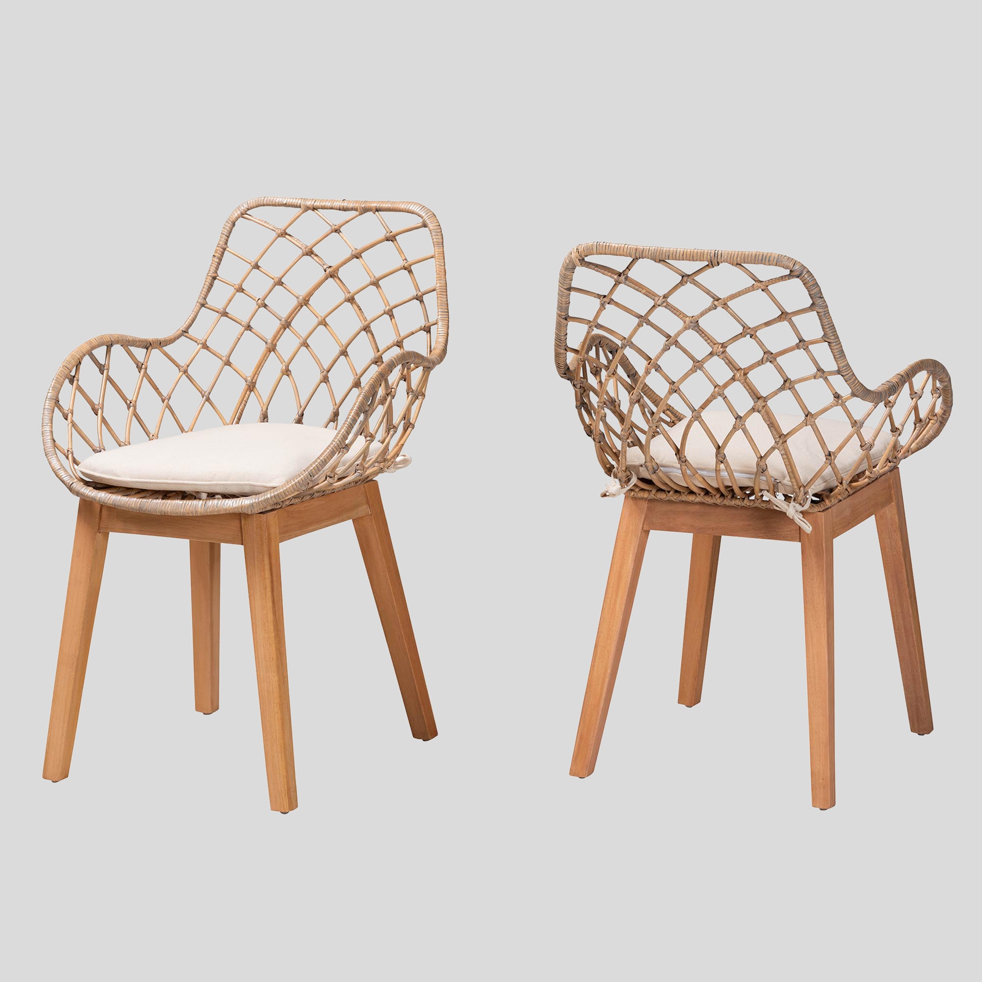 Designer Rattan Chair Modern Bohemian Rattan Dining Chair Set – bali & pari